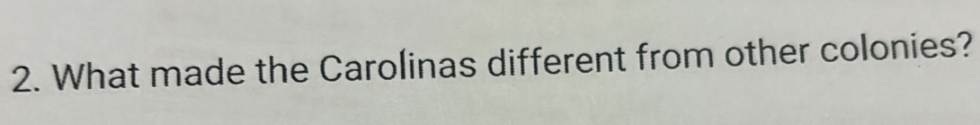 What made the Carolinas different from other colonies?