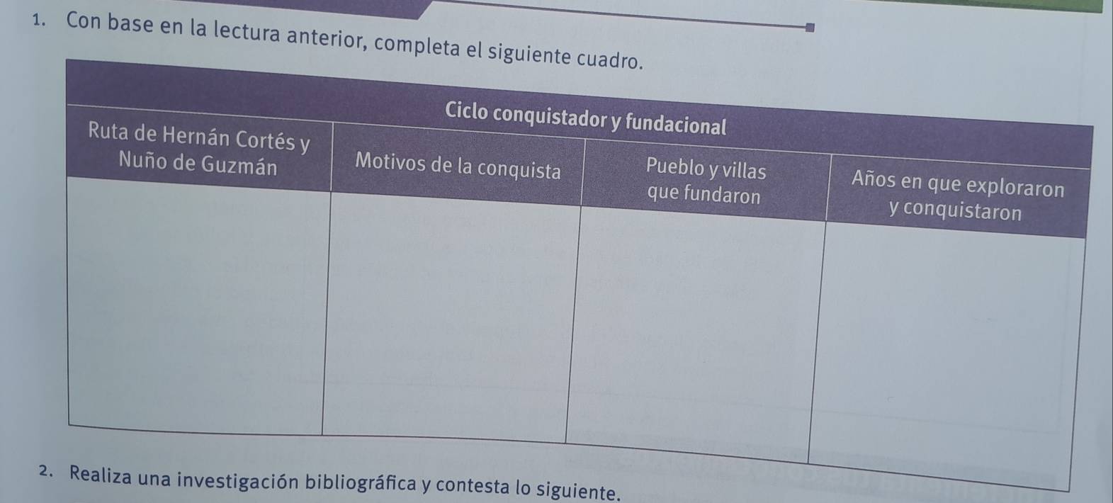 Con base en la lectura anterior, 
investigación bibliográfica y contesta lo siguiente.