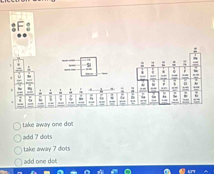 take away one dot
add 7 dots
take away 7 dots
add one dot