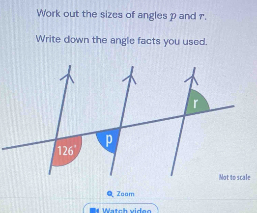 Solved: Work out the sizes of angles p and r. Write down the angle ...