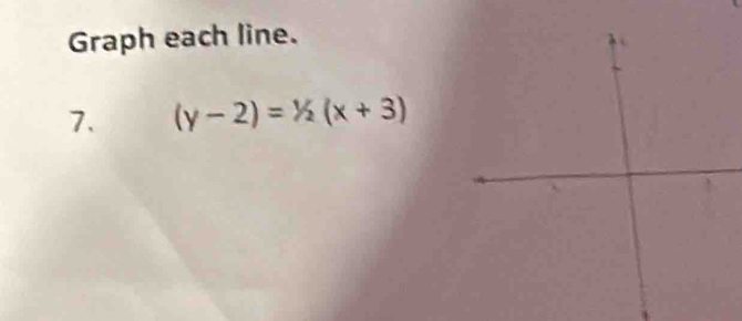 Graph each line. 
7. (y-2)=1/2(x+3)