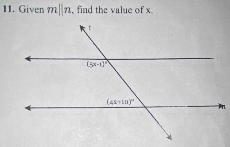 Given m||n , find the value of x.