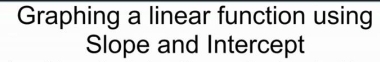 Graphing a linear function using 
Slope and Intercept