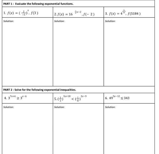 Evaluate the following exponential functions.
1
S
P
4. 
Sol