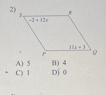 A) 5 B) 4
C) 1 D) 0