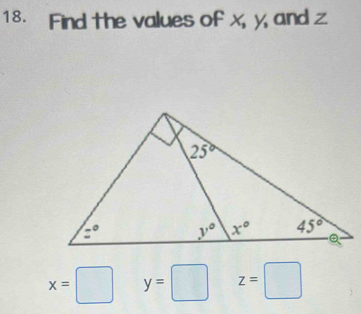 Find the values of x, y and z
x=□ y=□ z=□