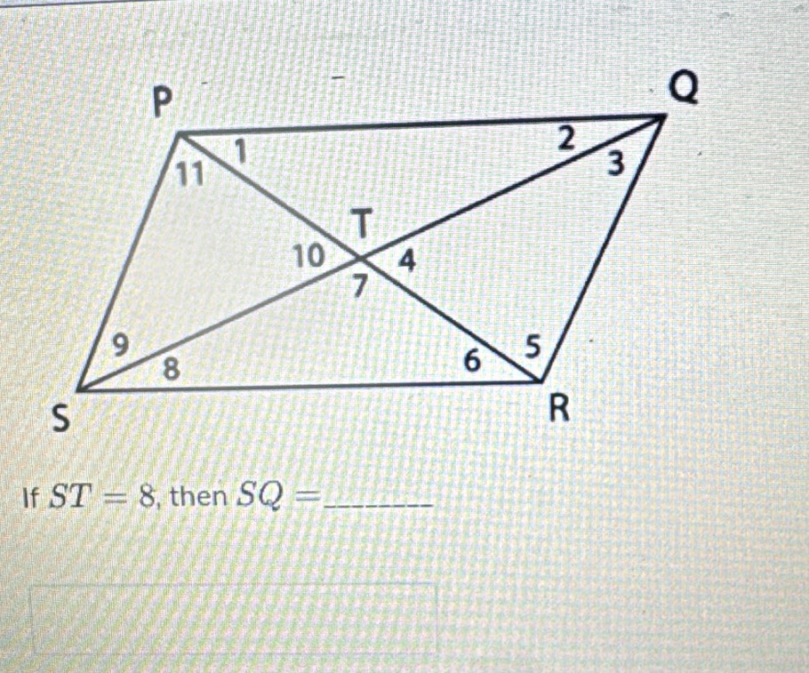 If ST=8 ,then SQ= _