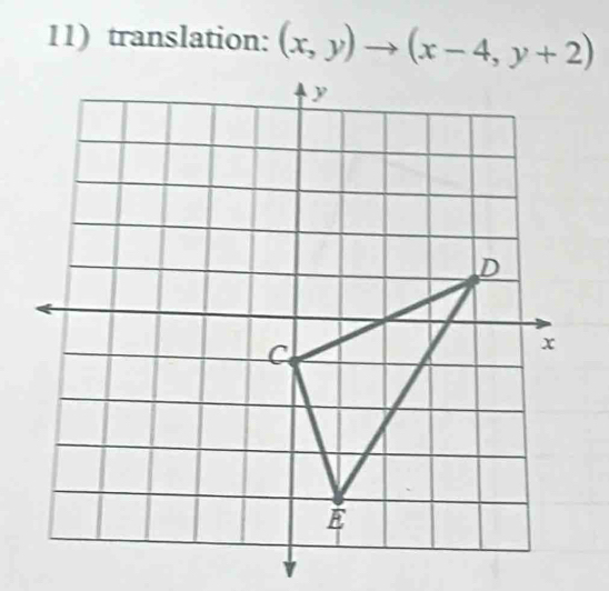 translation: (x,y)to (x-4,y+2)