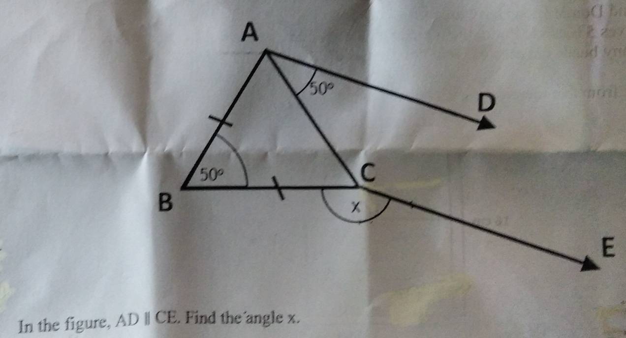 In the figure, ADparallel CE. Find the angle x.