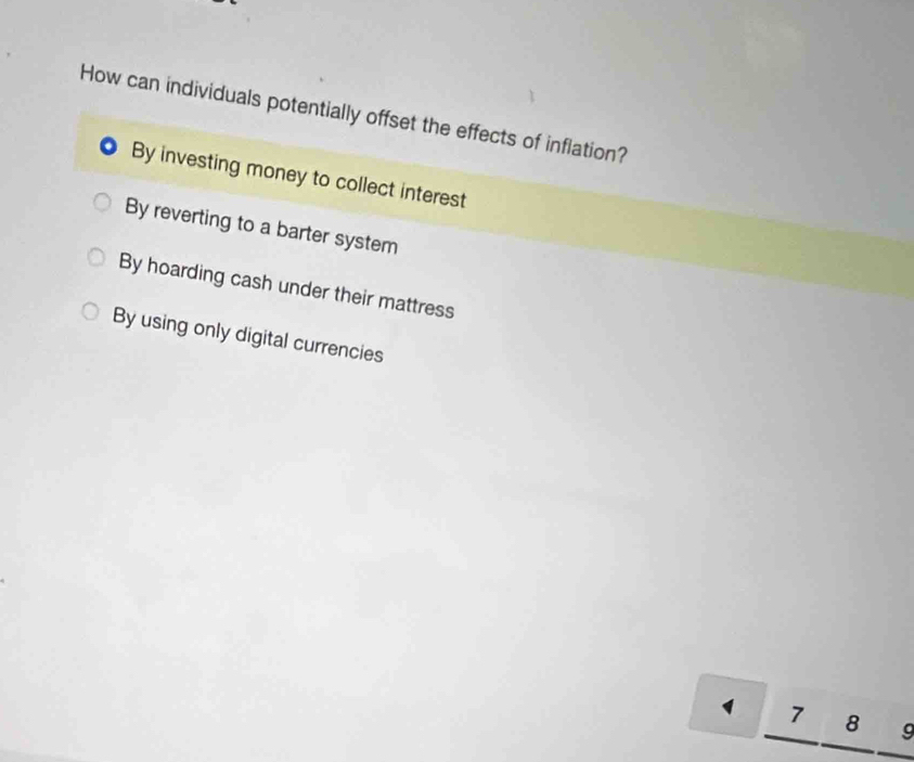 Solved: How can individuals potentially offset the effects of inflation ...