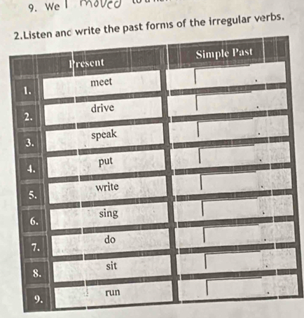 We 
st forms of the irregular verbs.