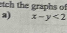 etch the graphs of 
a) x-y<2</tex>