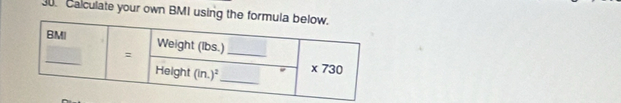 Calculate your own BMI using the