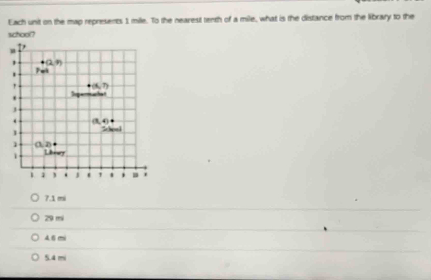 Solved: Each unit on the map represents 1 mile. To the nearest tenth of ...