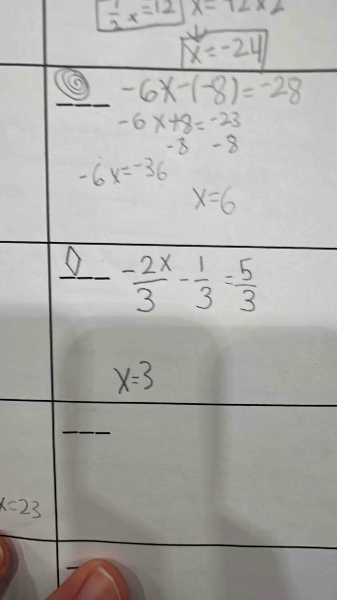  1/2 x=12 1x=12* 2
x=23