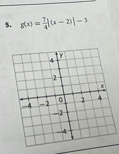 g(x)= 7/4 |(x-2)|-3