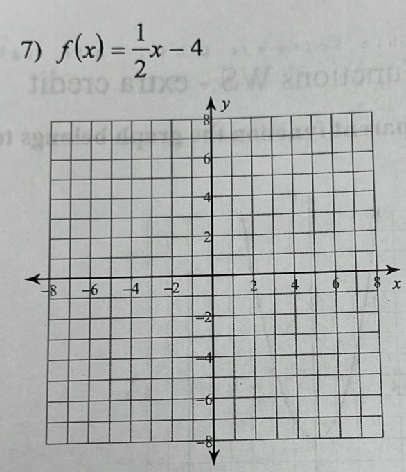 f(x)= 1/2 x-4
x