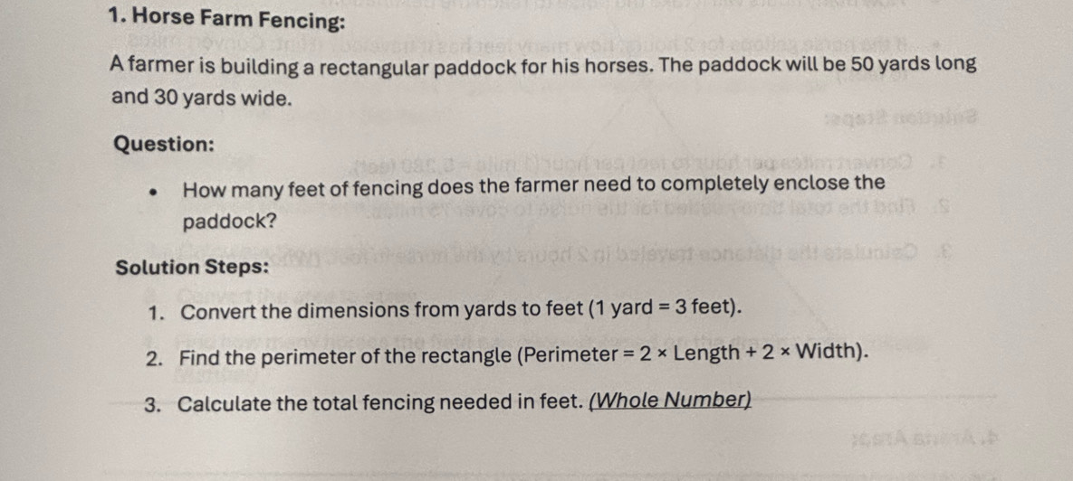 Solved: Horse Farm Fencing: A farmer is building a rectangular paddock ...