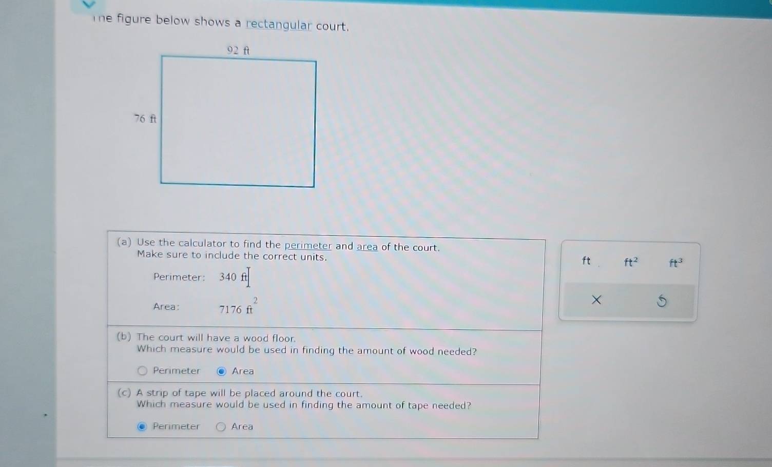 Solved: The figure below shows a rectangular court. (a) Use the ...