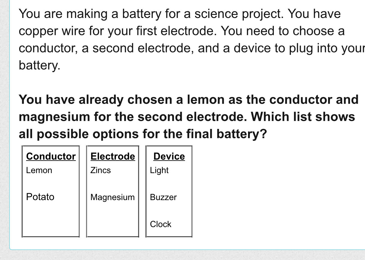 Solved: You are making a battery for a science project. You have copper ...