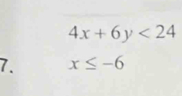 4x+6y<24</tex> 
7. x≤ -6