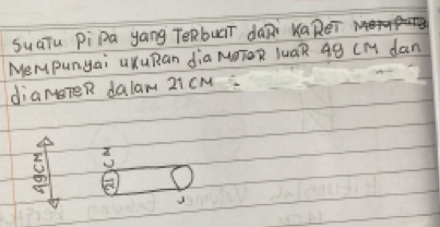 SuaTu pipa yang TORbur dan KaRēT
MeNpunyai UKuRan dia MOTOR YUQR 48 CH dan
diaNTeR dalam 21CM
b
d