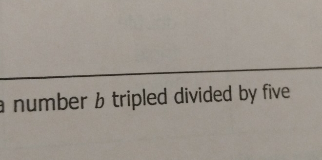 a number b tripled divided by five .