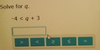 Solve for q.
-4
=