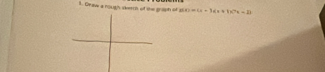 Draw a rough sketch of the graph of g(x)=(x+3)(x+1)(7x-2)