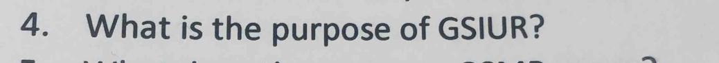 What is the purpose of GSIUR?