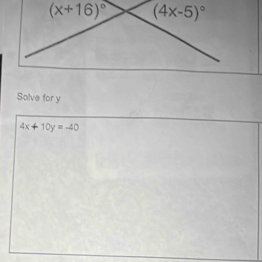 Solve for y
4x+10y=-40