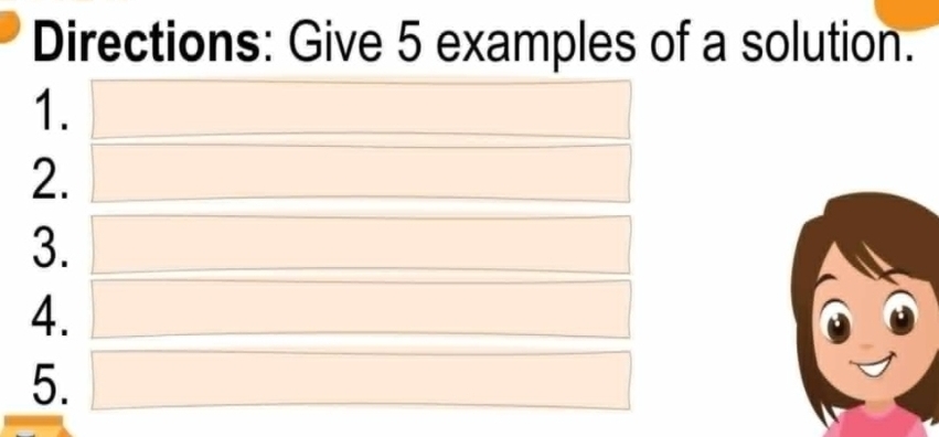 Solved: Directions: Give 5 examples of a solution. 1. (-3,4) 2. 3. 4. 5 ...