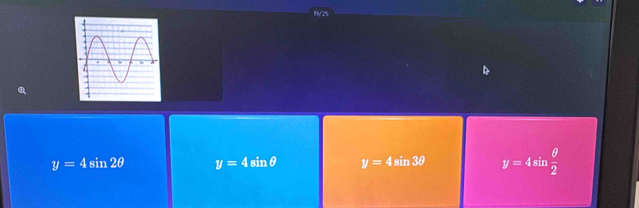 y=4sin 2θ
y=4sin θ
y=4sin 3θ
y=4sin  θ /2 