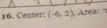 Center: (-6,2) , Área: π