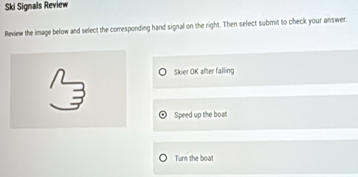 Solved: Ski Signals Review Review the image below and select the ...