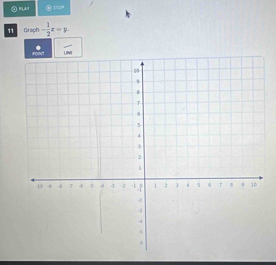 PLAY STOP 
11 Graph - 1/2 x=y.