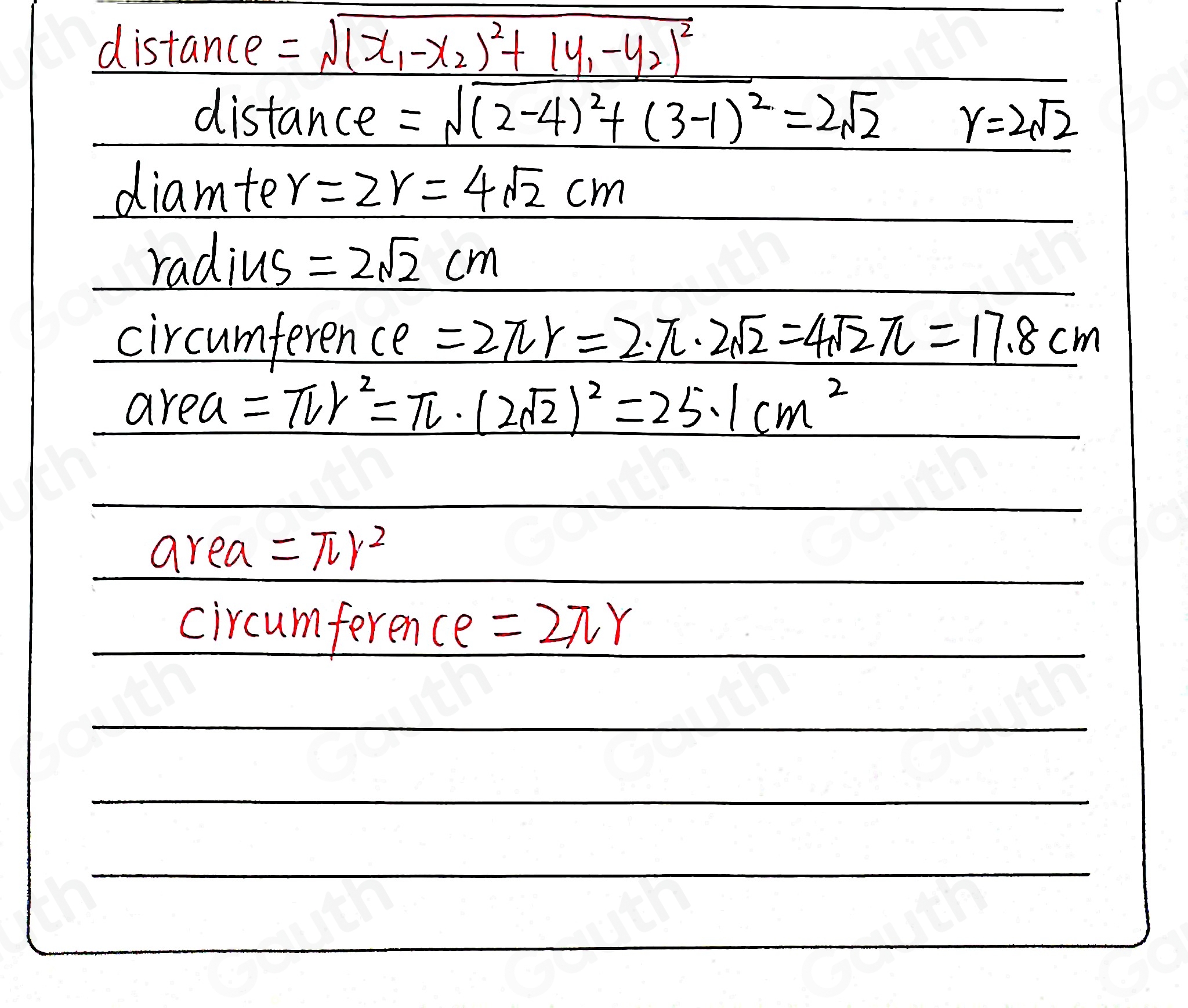 Solved: Find the circumference and area of the figure if each unit on ...