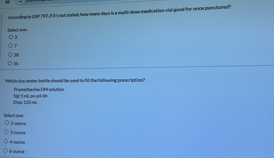 Solved: According to USP 797, if it’s not stated, how many days is a ...