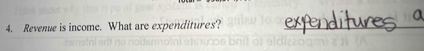 Revenue is income. What are expenditures?