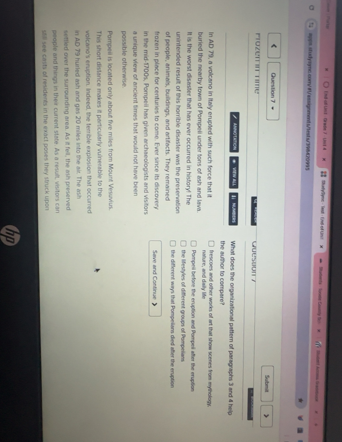 Solved: Zae Pata End of Unit - Grade 7 - Unit 4 × StudySync - Test ...