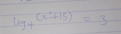 log _4(x^2+15)=3