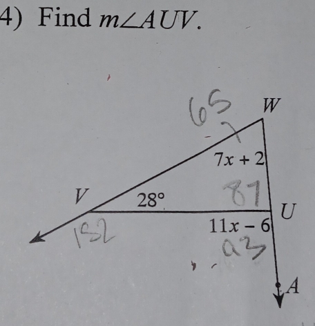 Find m∠ AUV.