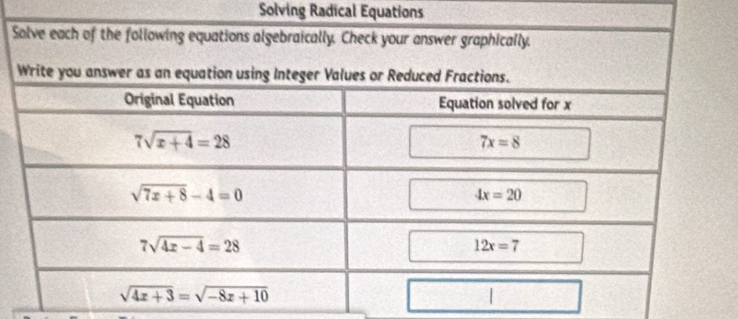 Solving Radical Equations