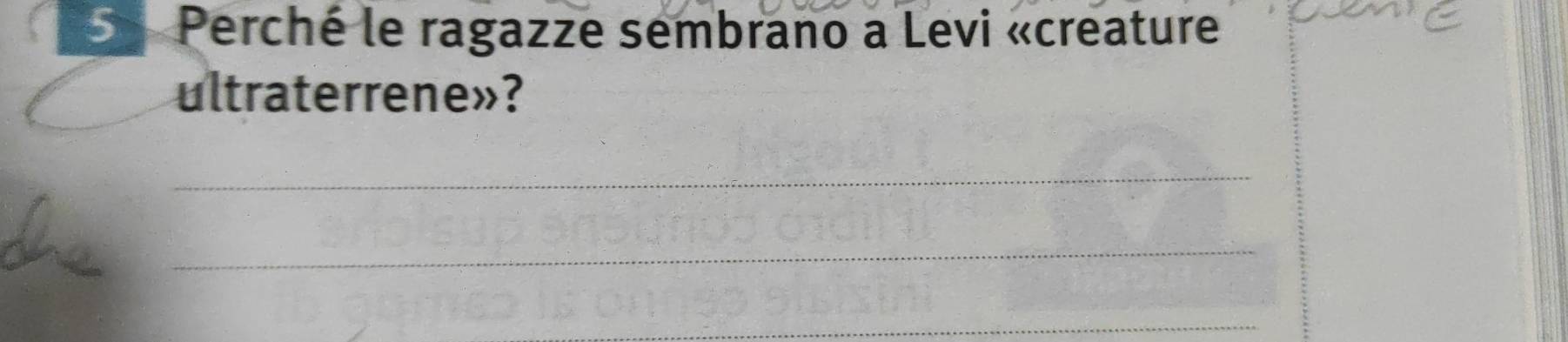 Perché le ragazze sembrano a Levi «creature 
ultraterrene»? 
_ 
_ 
_