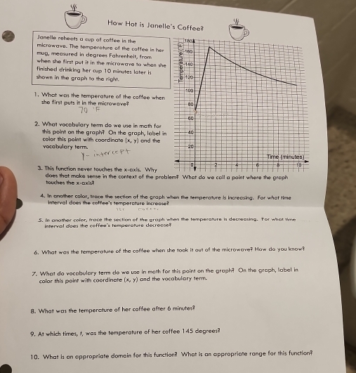 Solved: How Hot is Janelle's Coffee? Janelle reheats a cup of coffee in the  microwave. The tempera [Math]