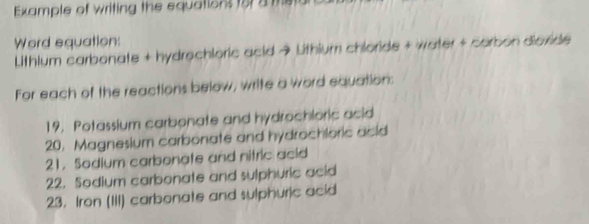 Solved: Example of writing the equations tor a te Word equation ...