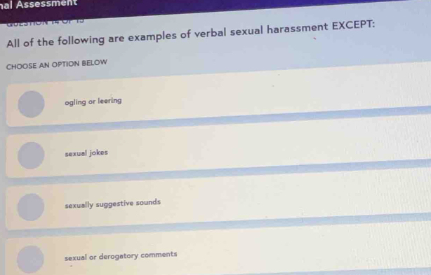 Solved: al Assessment All of the following are examples of verbal ...