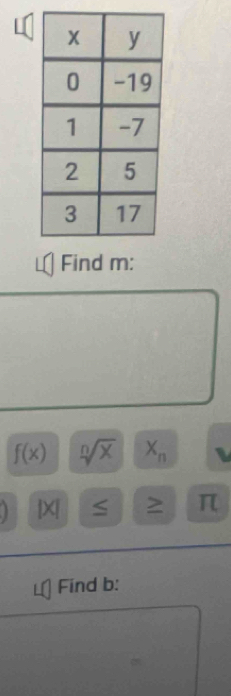 Find m :
f(x) sqrt[n](x) X_n
|X ≤ > π
Find b :