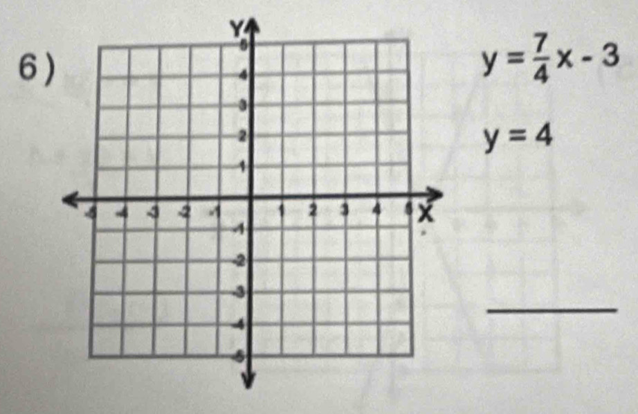 6
y= 7/4 x-3
y=4
_