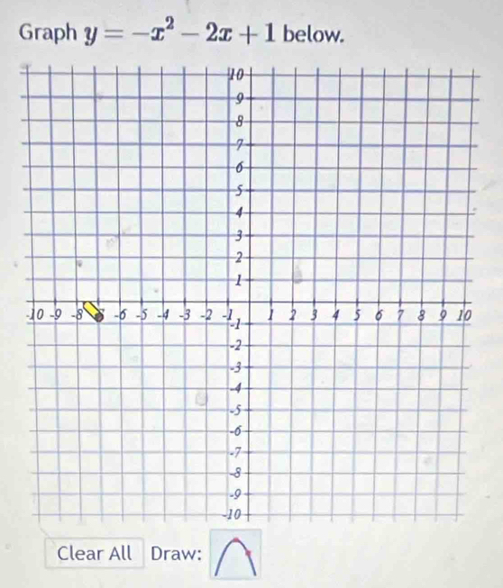 Graph y=-x^2-2x+1 below. 
Clear All Draw: